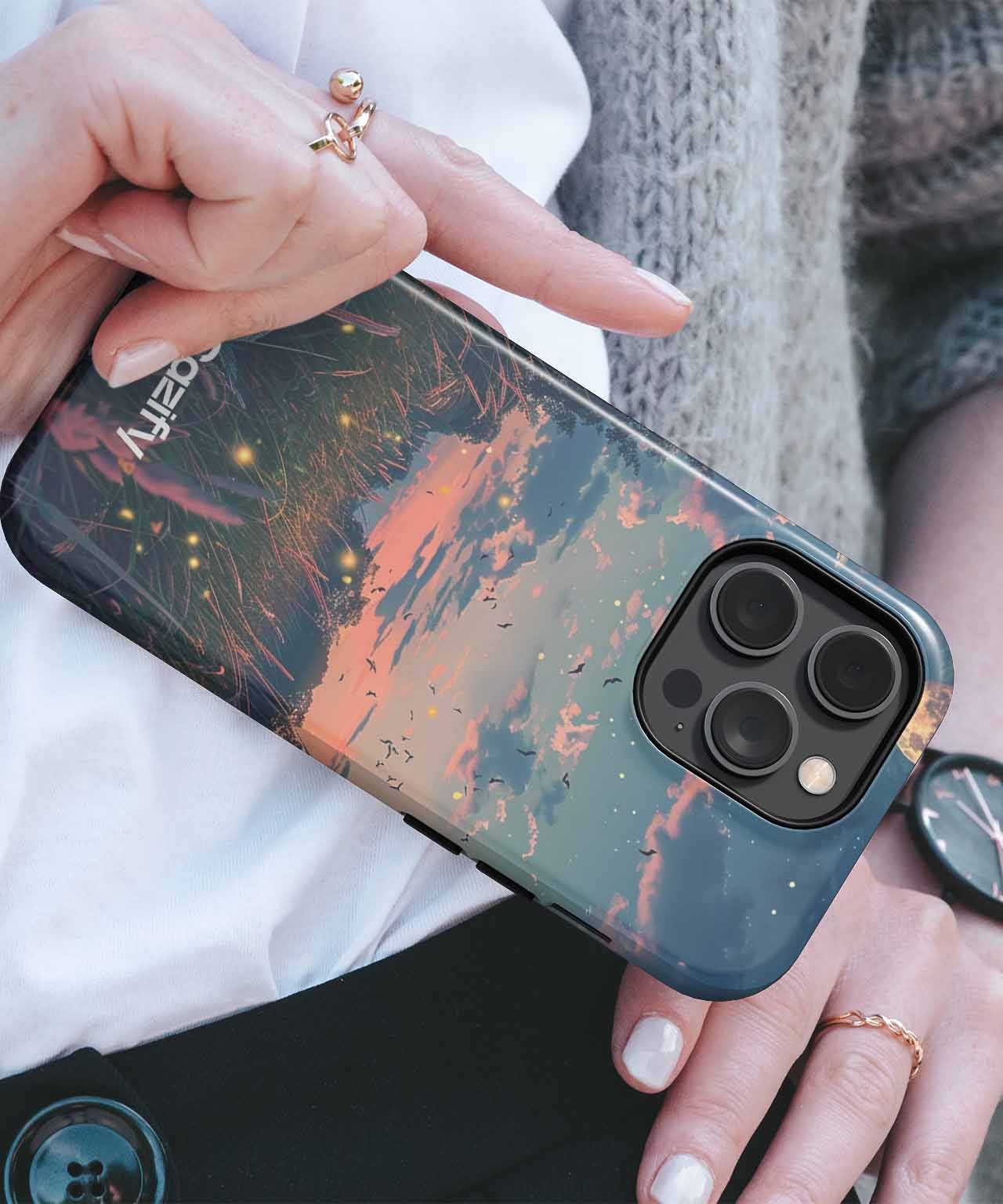 Moonlit Firefly Dreamscape iPhone case Case Cazify - Delivery Canada