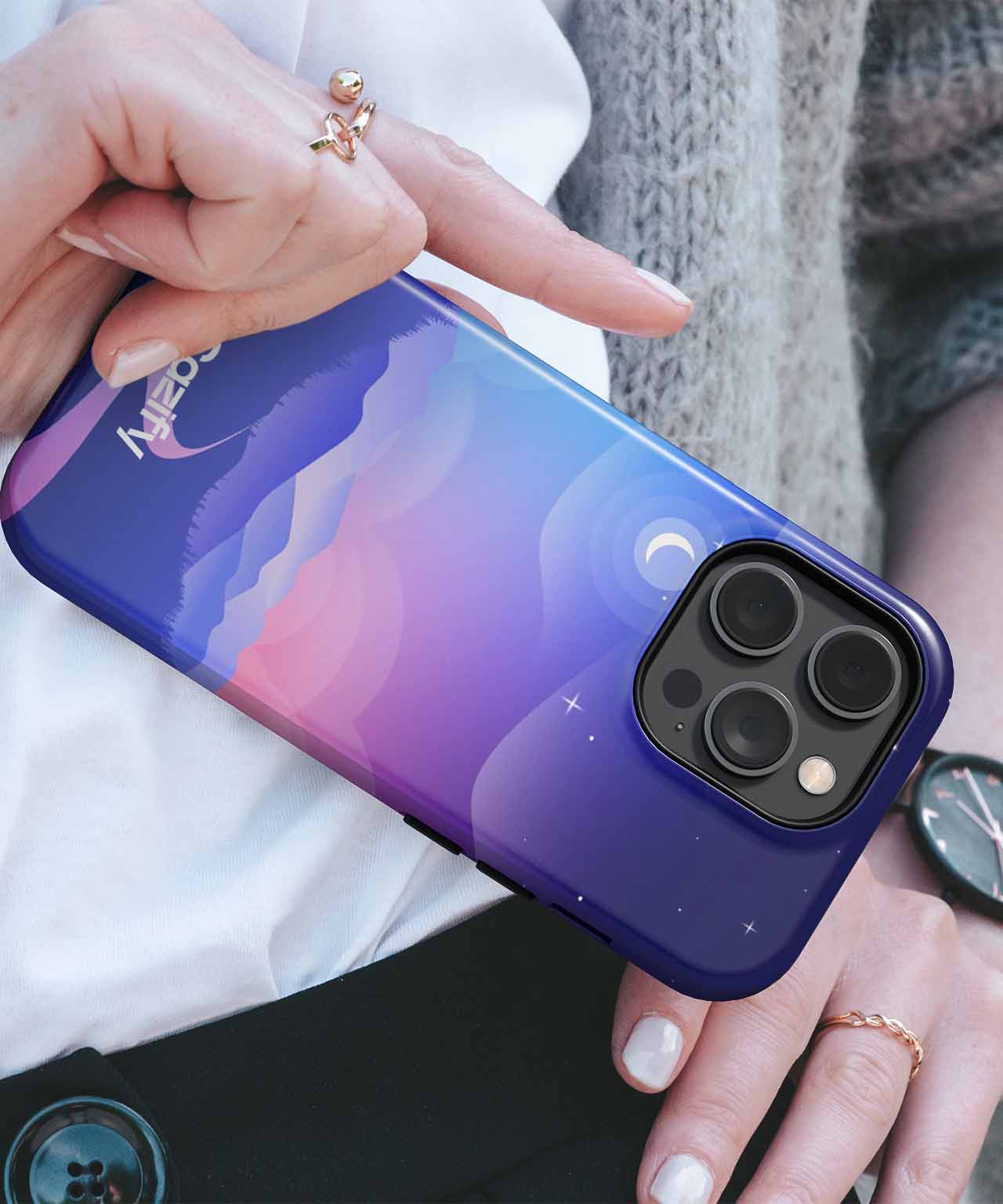 Moonlit Journey Through Colorful Mountains iPhone case Case Cazify - Delivery Canada