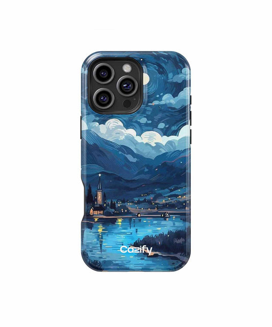 Moonlit Tranquility Over Village Waters iPhone case Case Cazify - Delivery Canada