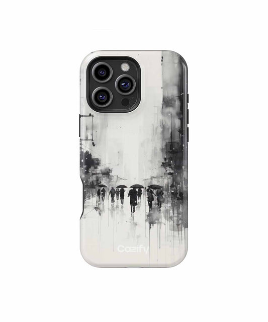 Mysterious Monochrome Rainy Day Strolls iPhone case Case Cazify - Delivery Canada