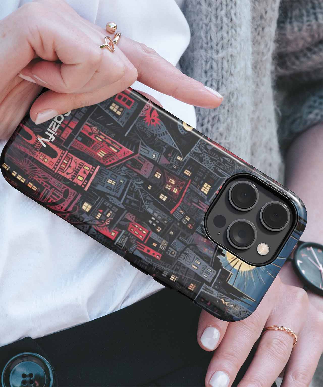 Mystical Cityscape Under Eerie Moonlight iPhone case Case Cazify - Delivery Canada