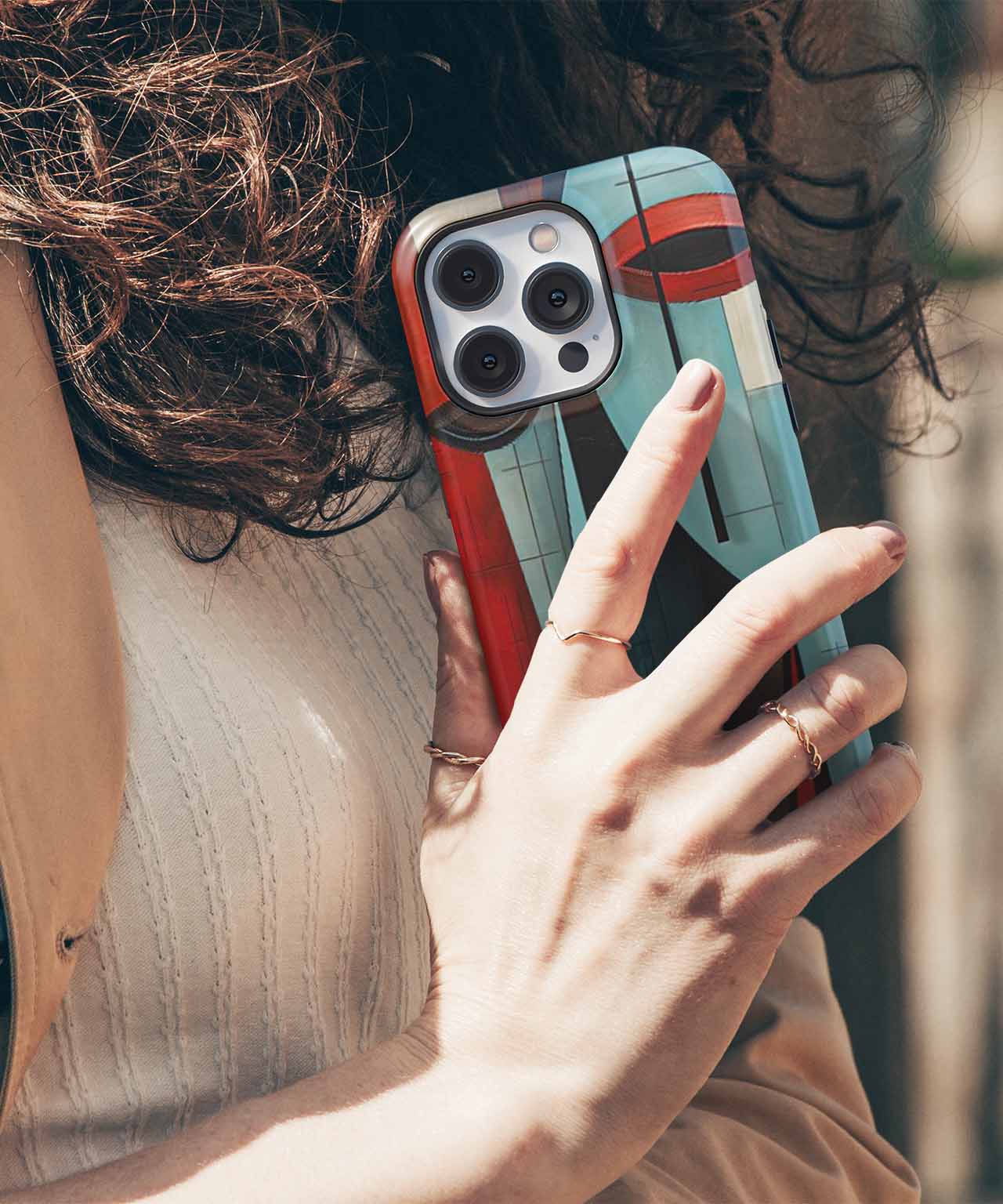 Mystical Faces in Bold Colors iPhone case Case Cazify - Delivery Canada