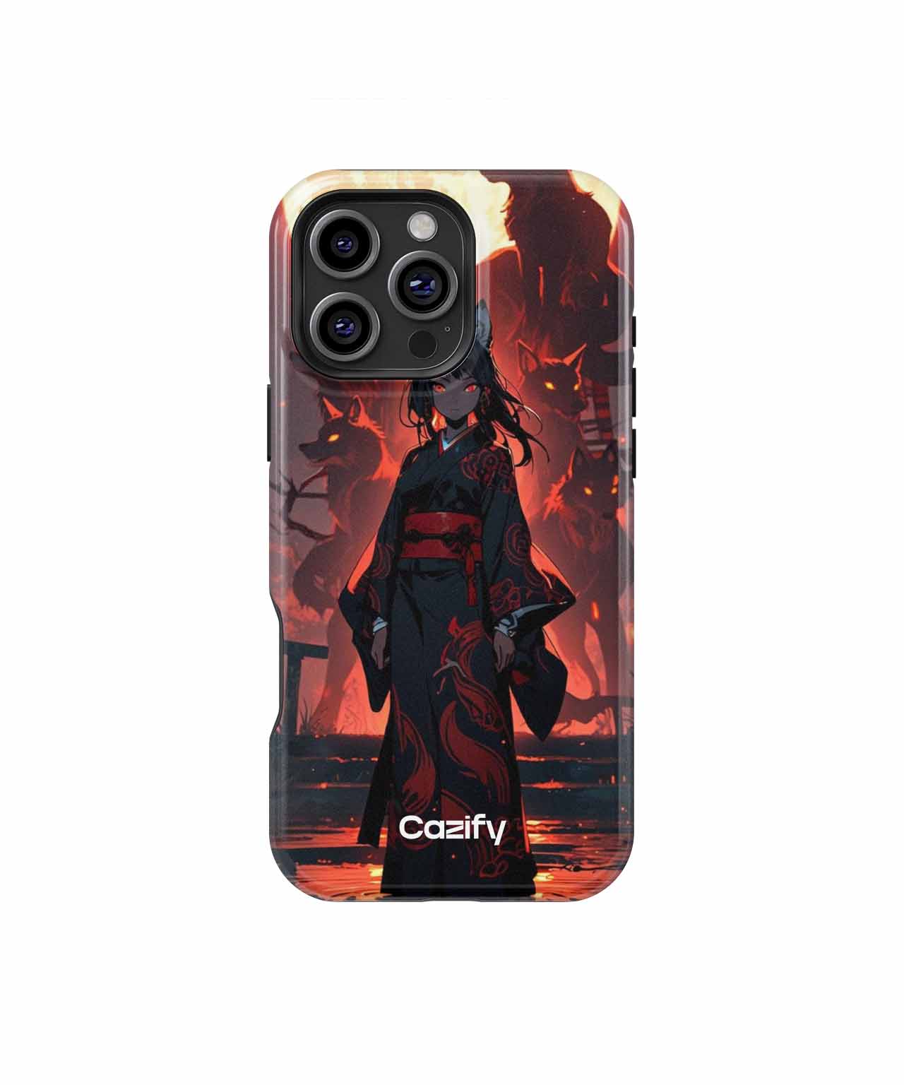Mystical Moonlit Samurai with Wolves iPhone case Case Cazify - Delivery Canada
