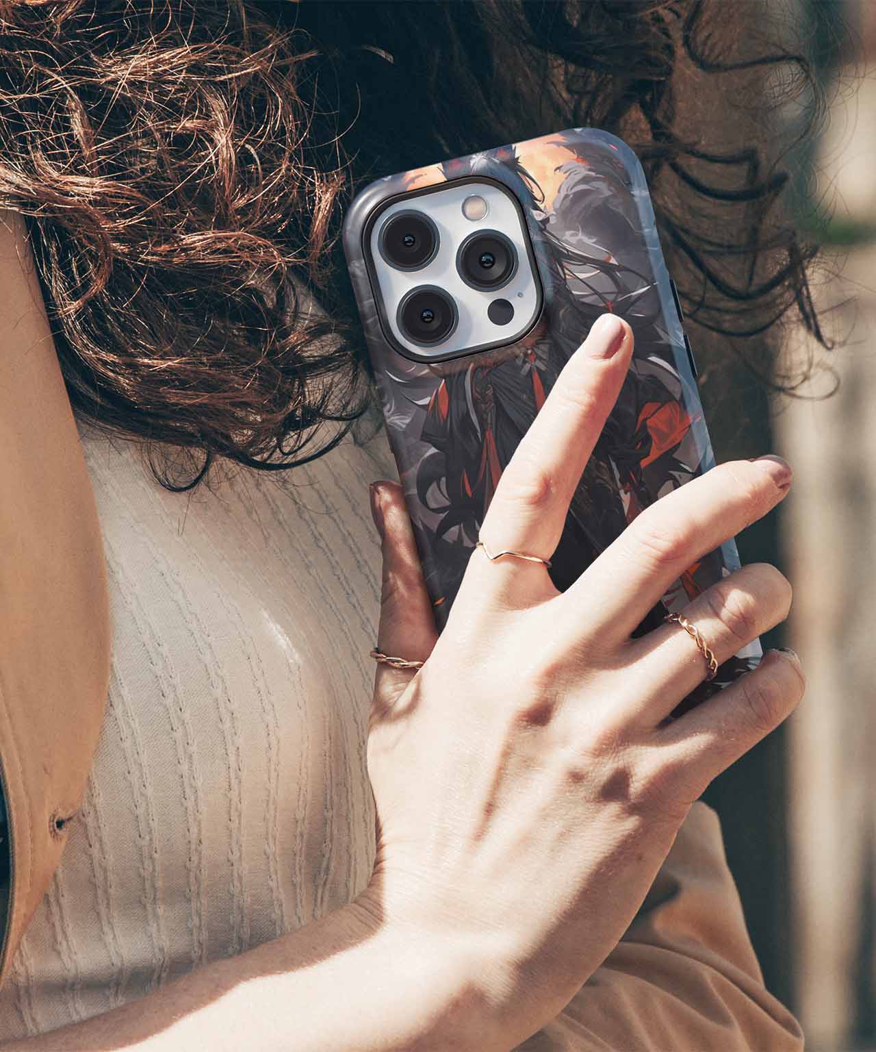 Mystical Nighttime Warrior with Wolf Spirits iPhone case Case Cazify - Delivery Canada