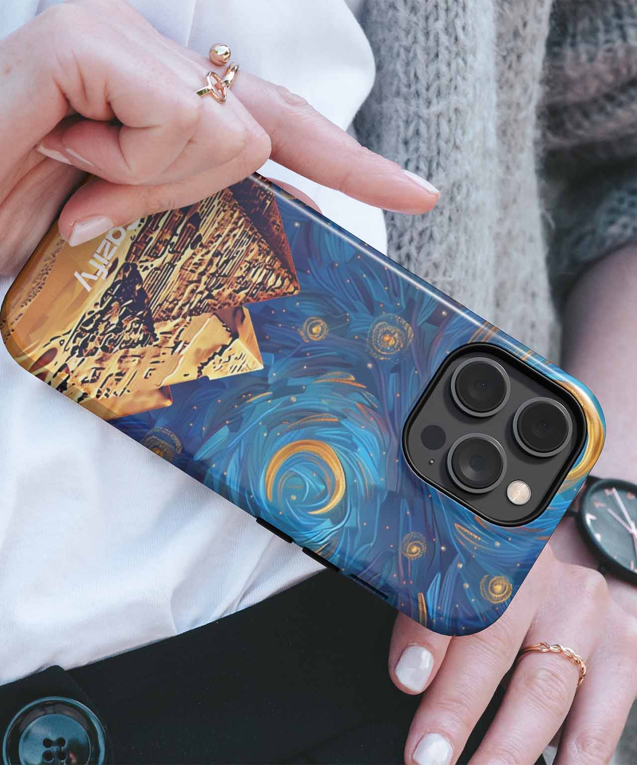 Mystical Pyramids Under Swirling Stars iPhone case Case Cazify - Delivery Canada