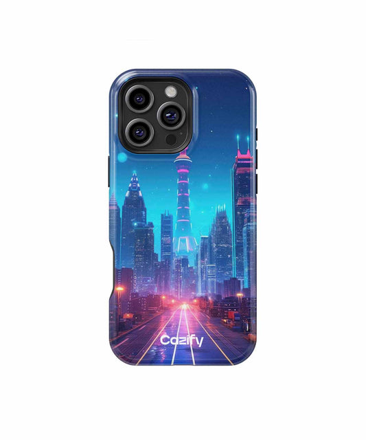 Neon Dreams of a Futuristic City iPhone case Case Cazify - Delivery Canada