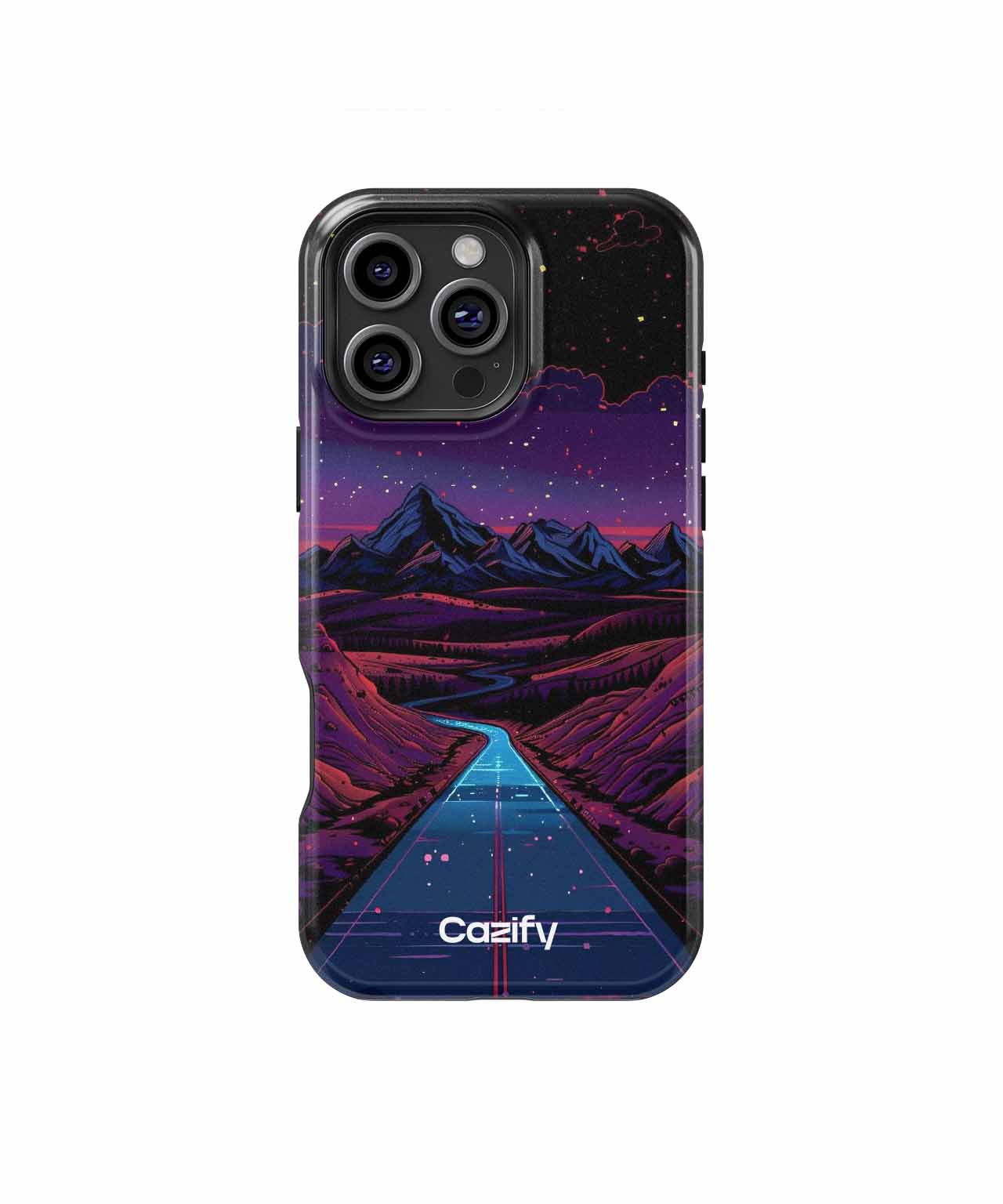 Neon Road Trip Through Stardust Mountain iPhone case Case Cazify - Delivery Canada
