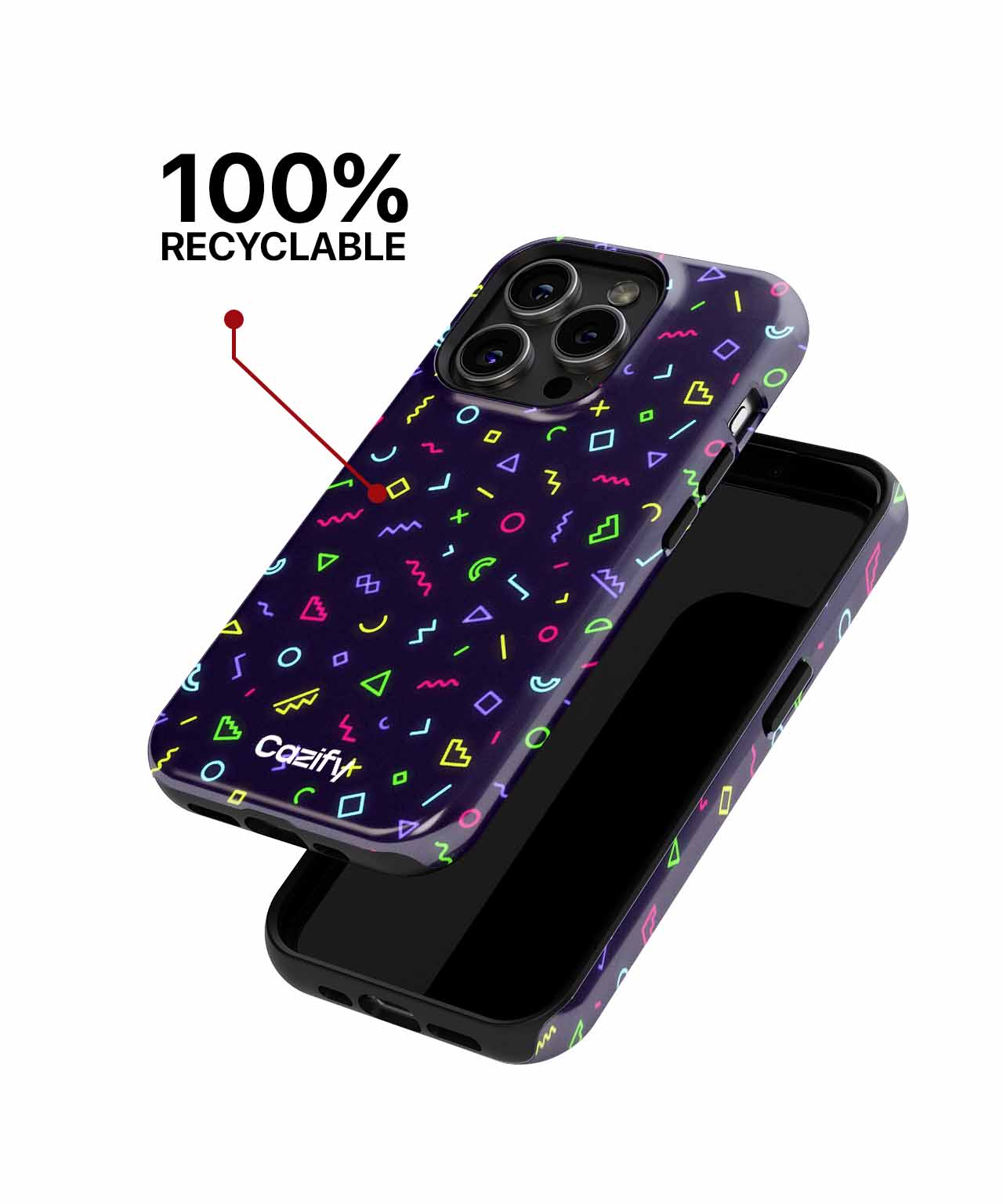 Neon Shapes Dancing in the Dark iPhone case Case Cazify - Delivery Canada