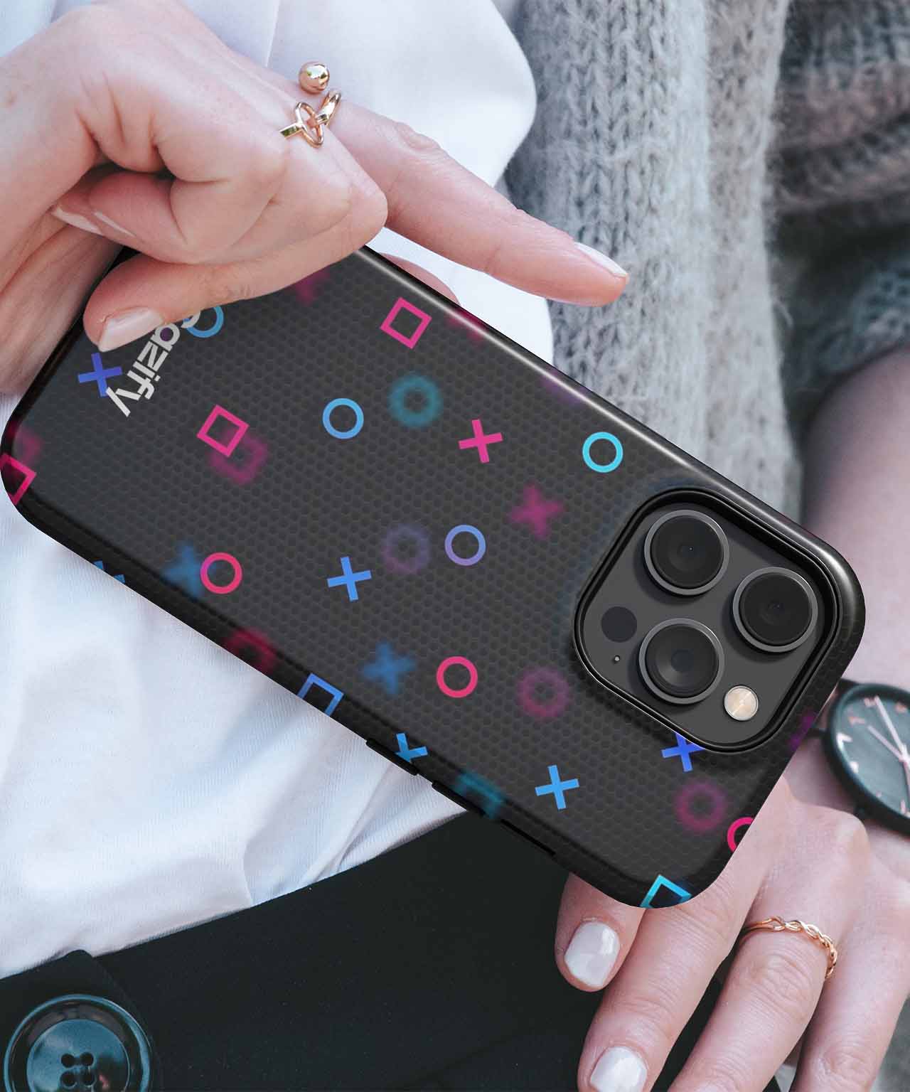 Playful Neon Shapes Dance Across Screen iPhone case Case Cazify - Delivery Canada