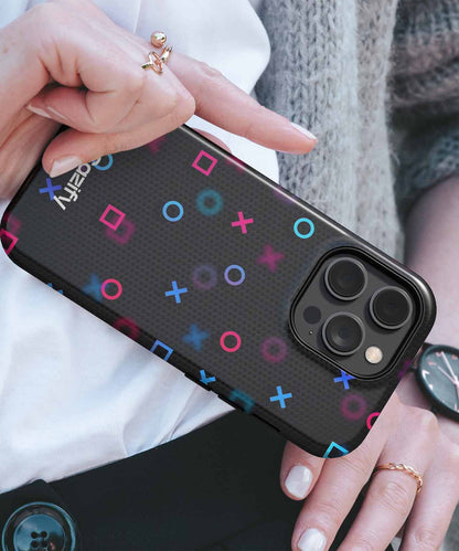 Playful Neon Shapes Dance Across Screen iPhone case Case Cazify - Delivery Canada