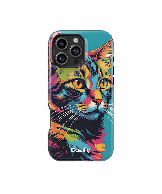 Purrfectly Colorful Cat Portrait iPhone case Case Cazify - Delivery Canada