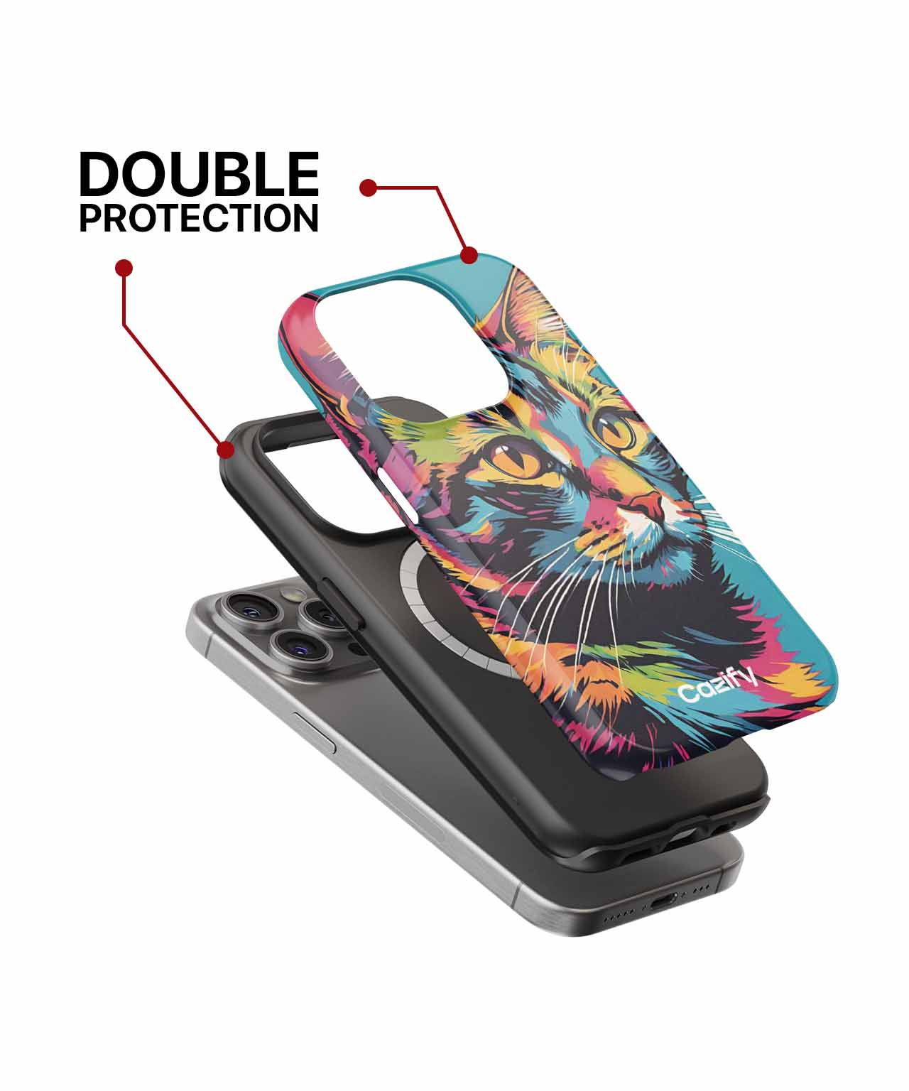 Purrfectly Colorful Cat Portrait iPhone case Case Cazify - Delivery Canada