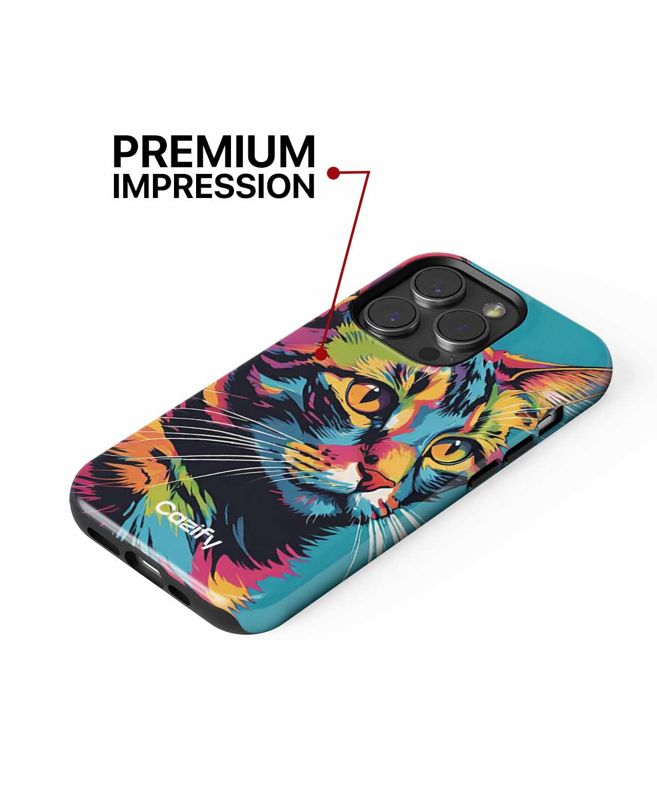 Purrfectly Colorful Cat Portrait iPhone case Case Cazify - Delivery Canada