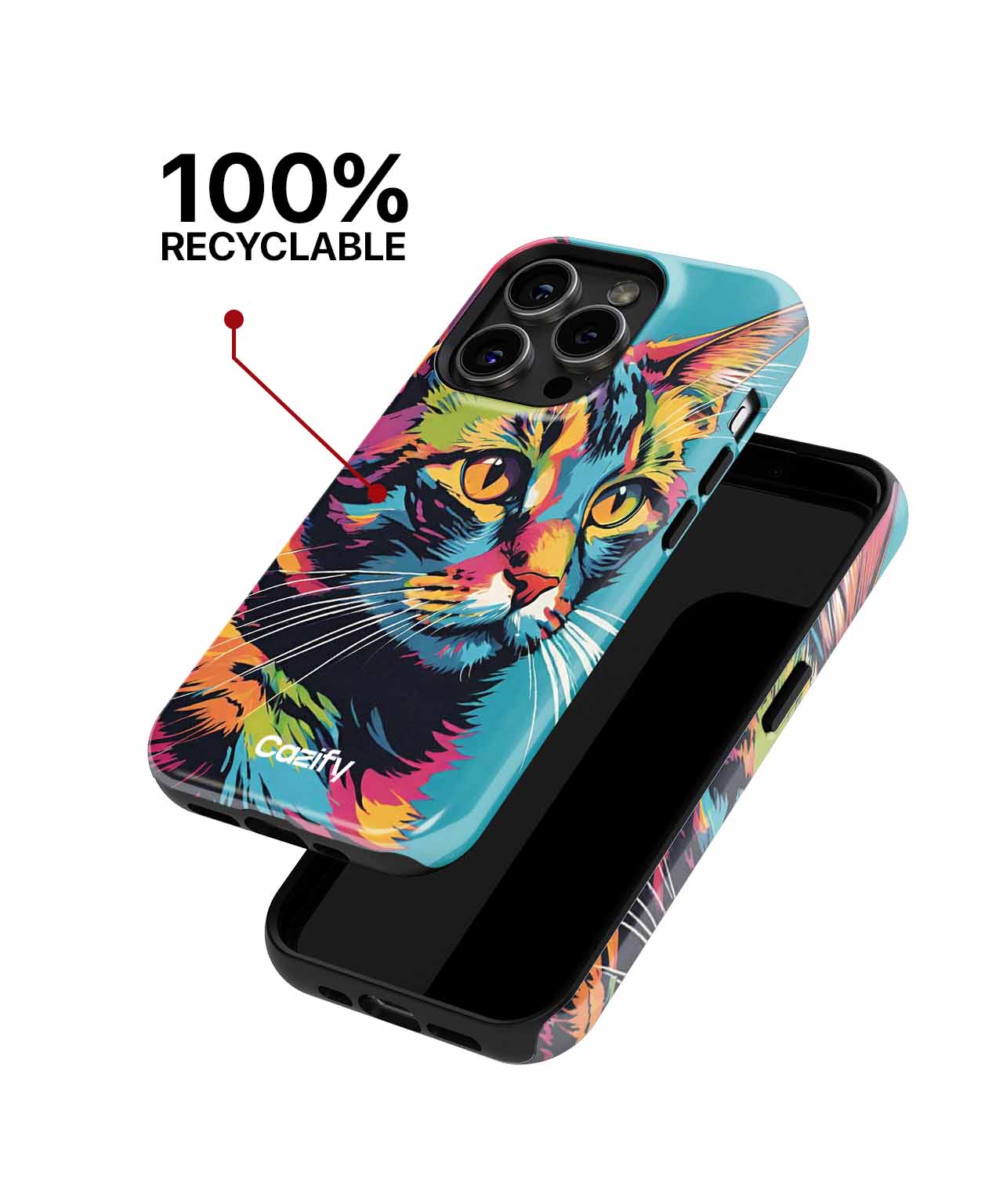 Purrfectly Colorful Cat Portrait iPhone case Case Cazify - Delivery Canada