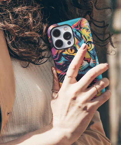 Purrfectly Colorful Cat Portrait iPhone case Case Cazify - Delivery Canada