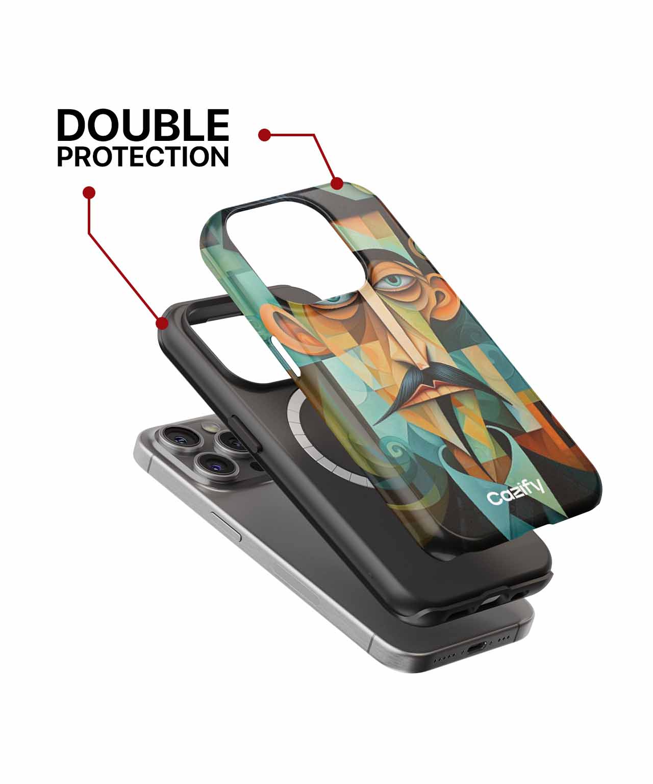 Quirky abstract portrait of an enigmatic genius iPhone case Case Cazify - Delivery Canada
