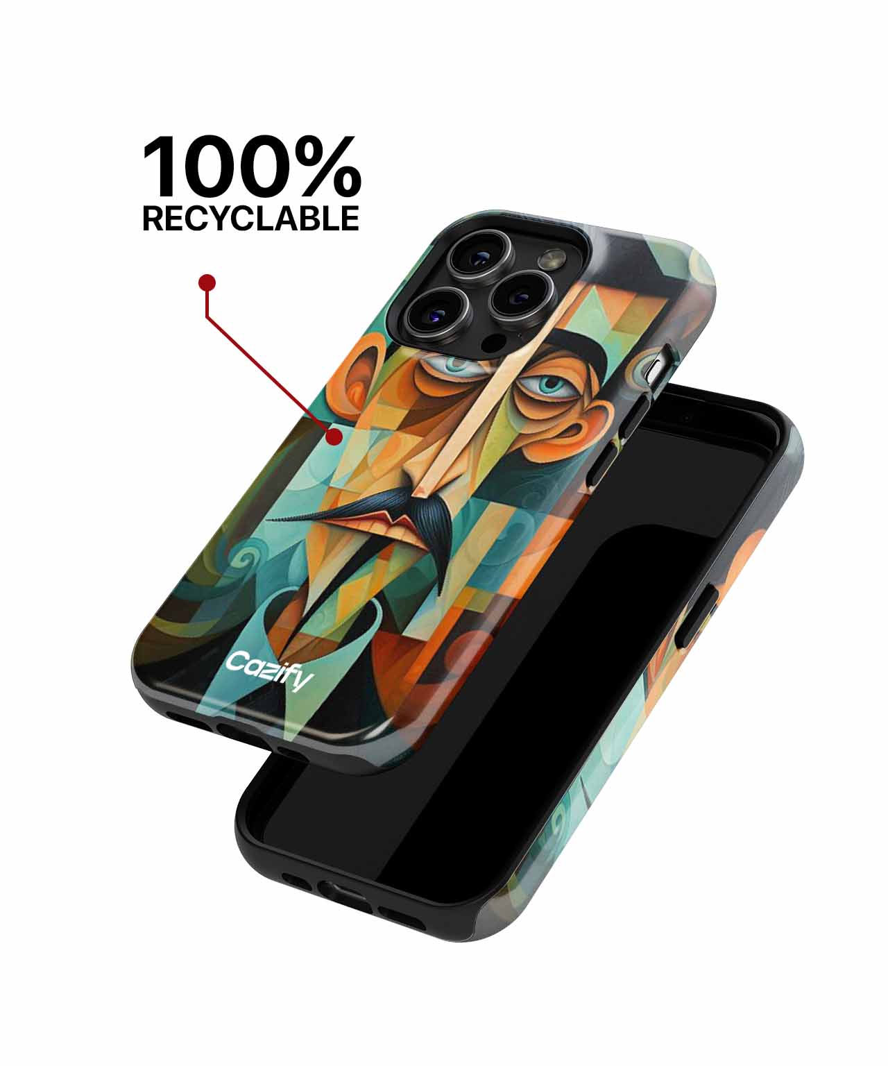 Quirky abstract portrait of an enigmatic genius iPhone case Case Cazify - Delivery Canada
