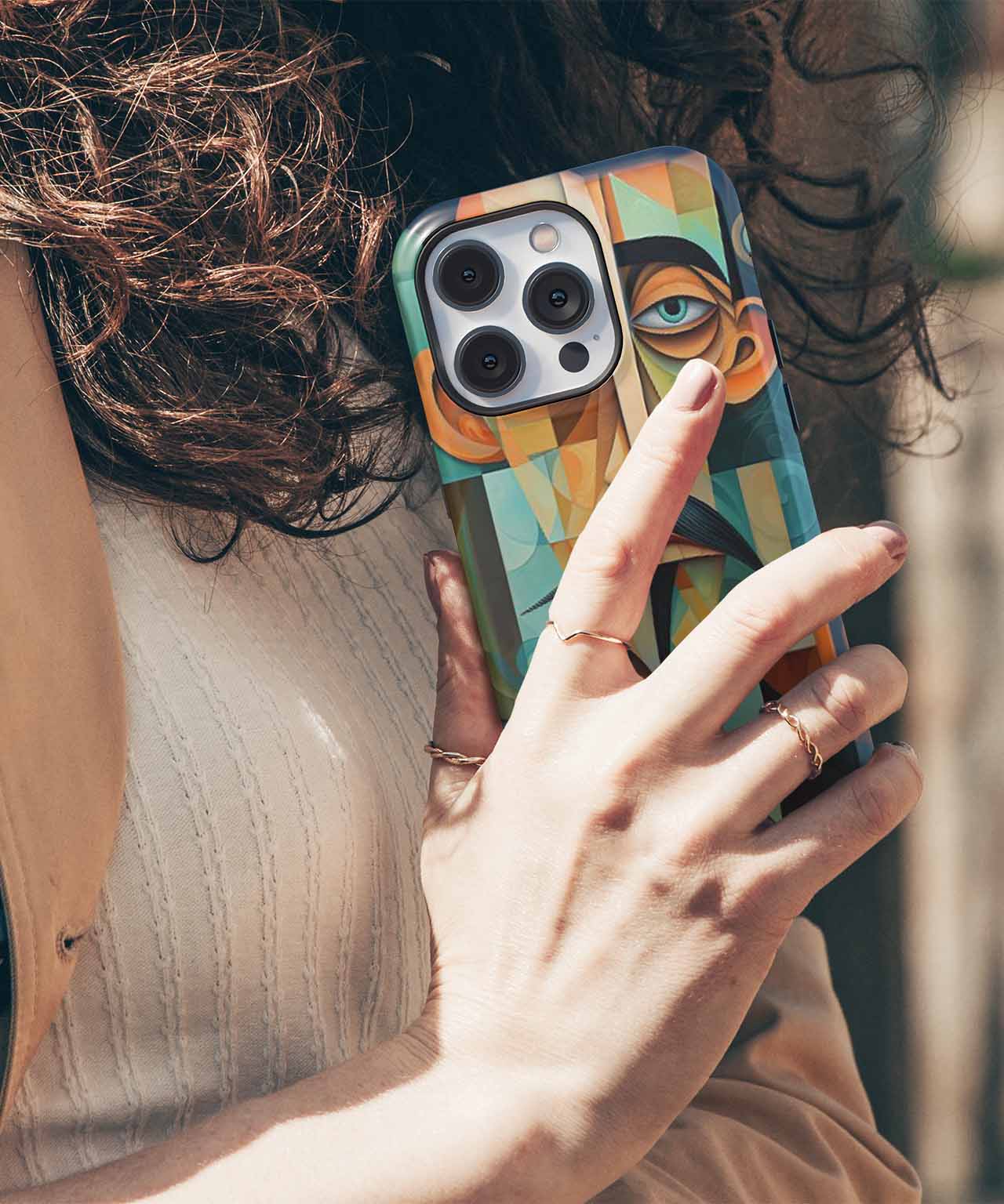 Quirky abstract portrait of an enigmatic genius iPhone case Case Cazify - Delivery Canada