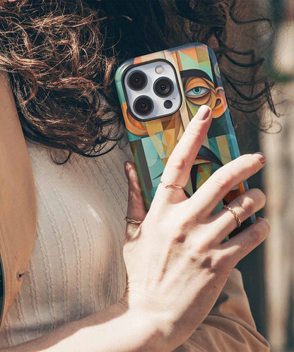Quirky abstract portrait of an enigmatic genius iPhone case Case Cazify - Delivery Canada