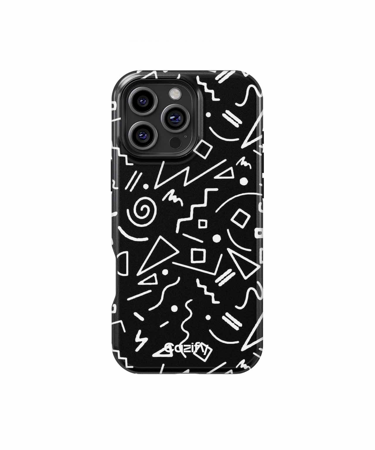 Quirky Black and White Geometric Chaos iPhone case Case Cazify - Delivery Canada