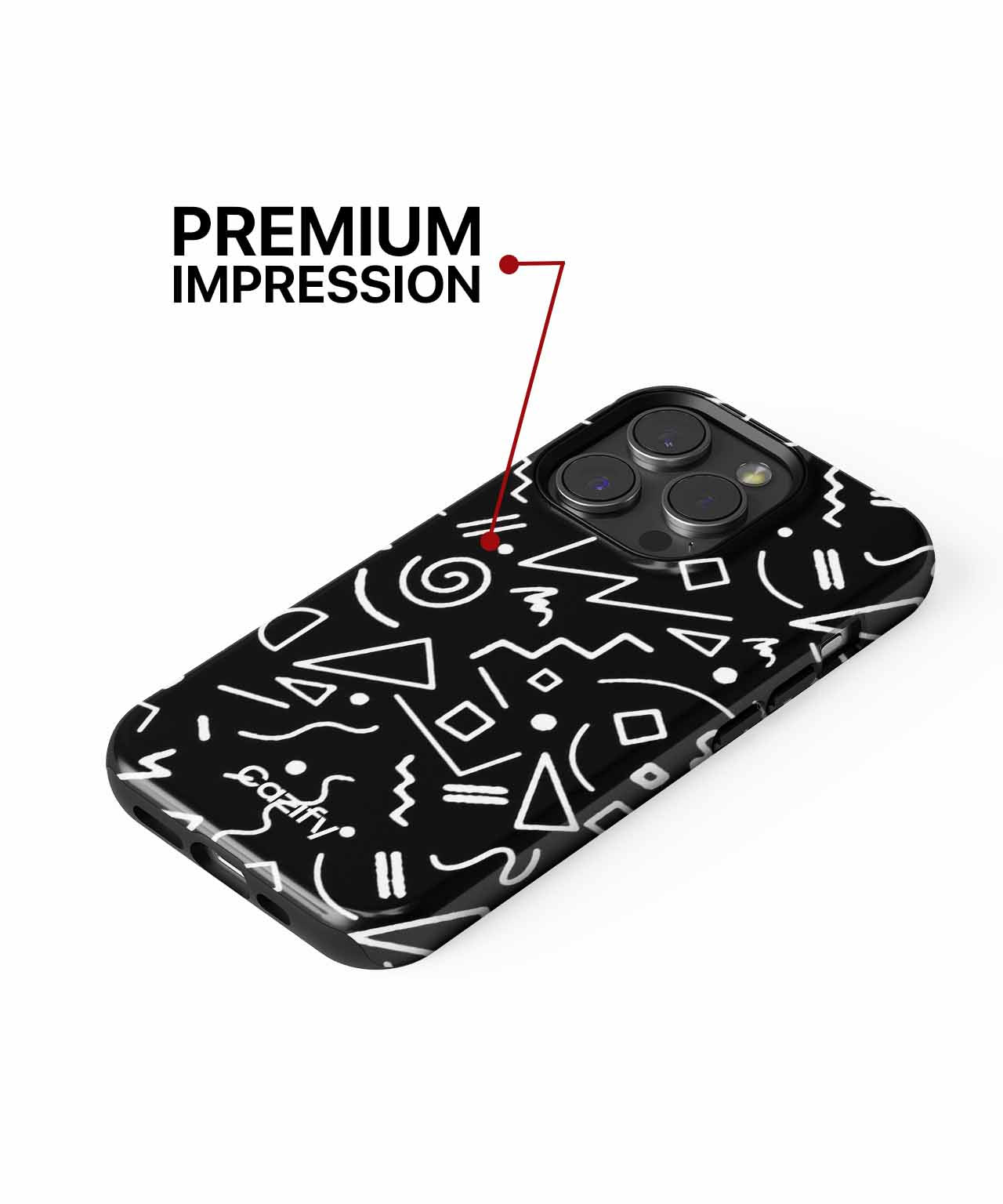 Quirky Black and White Geometric Chaos iPhone case Case Cazify - Delivery Canada