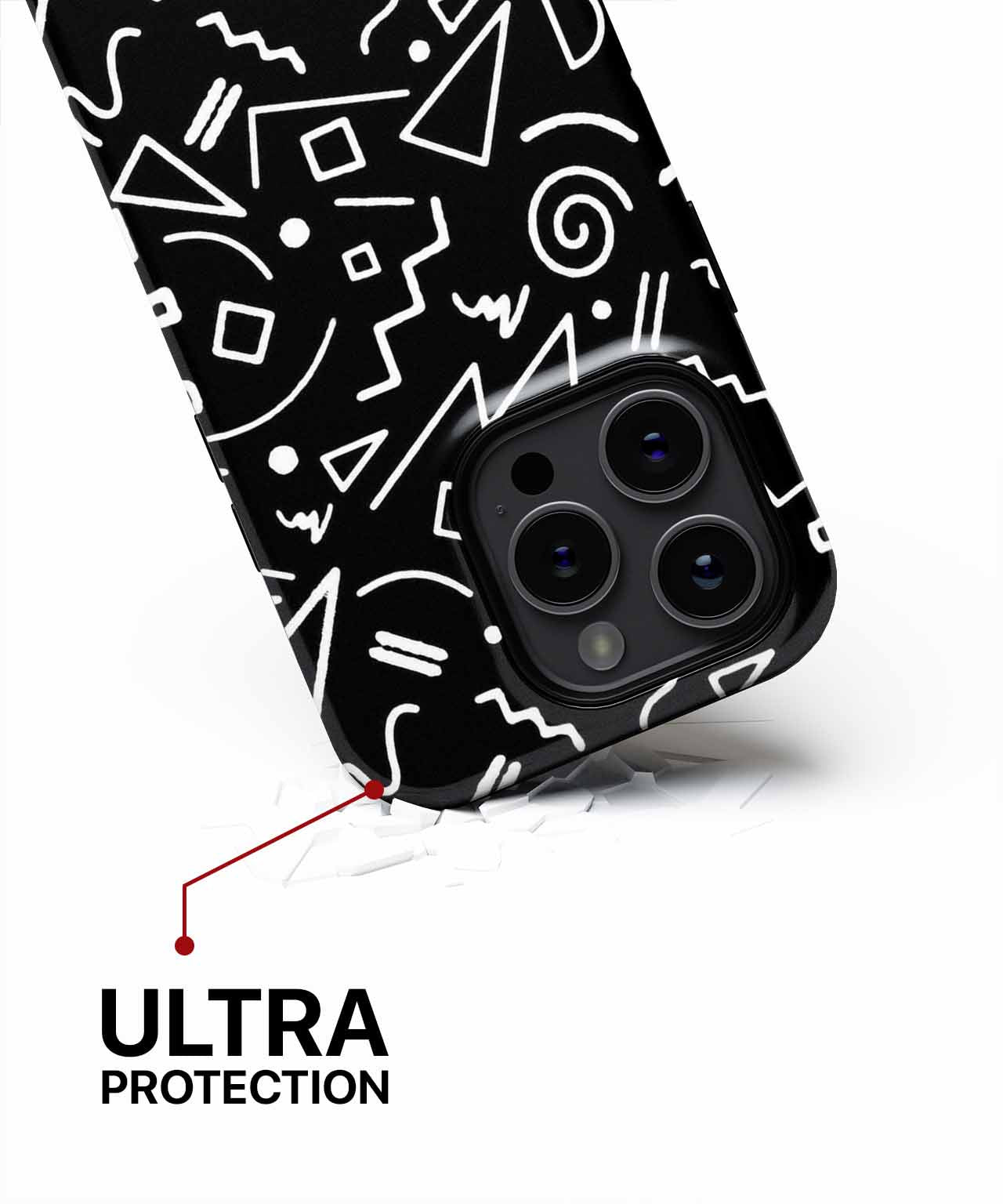 Quirky Black and White Geometric Chaos iPhone case Case Cazify - Delivery Canada