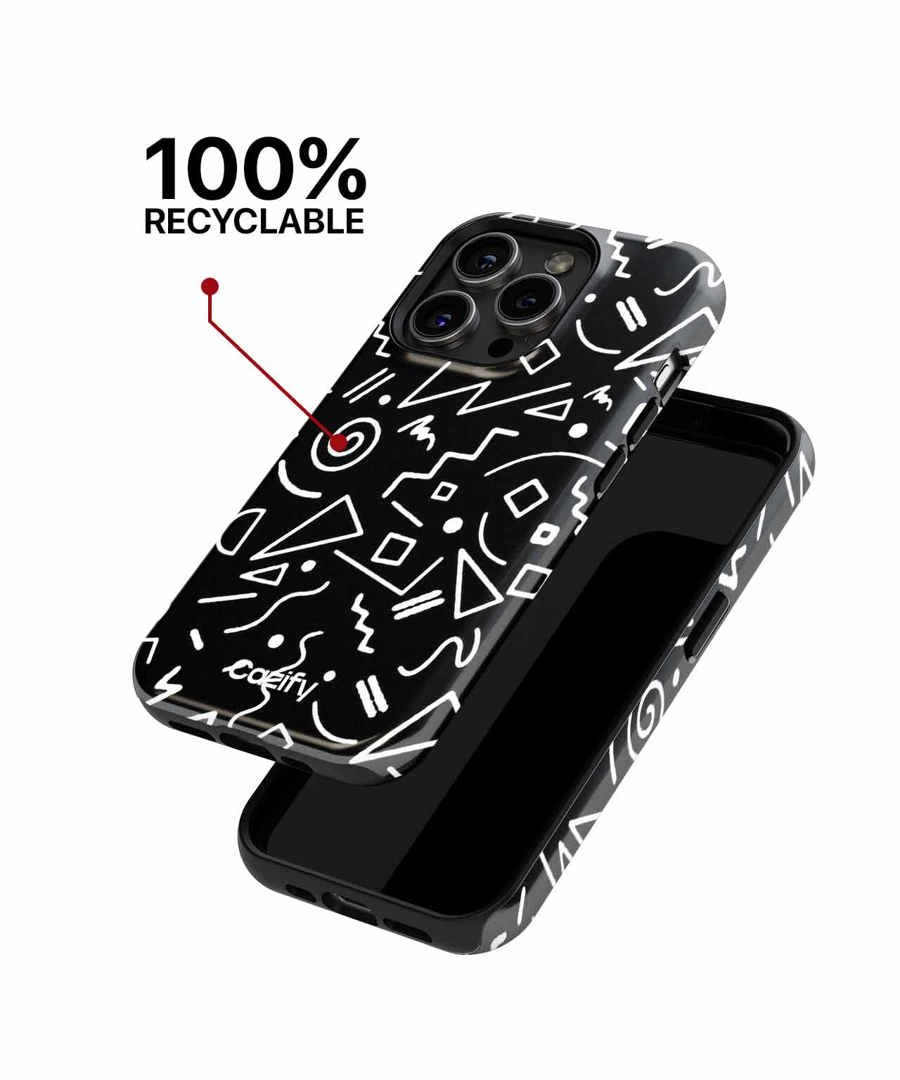 Quirky Black and White Geometric Chaos iPhone case Case Cazify - Delivery Canada