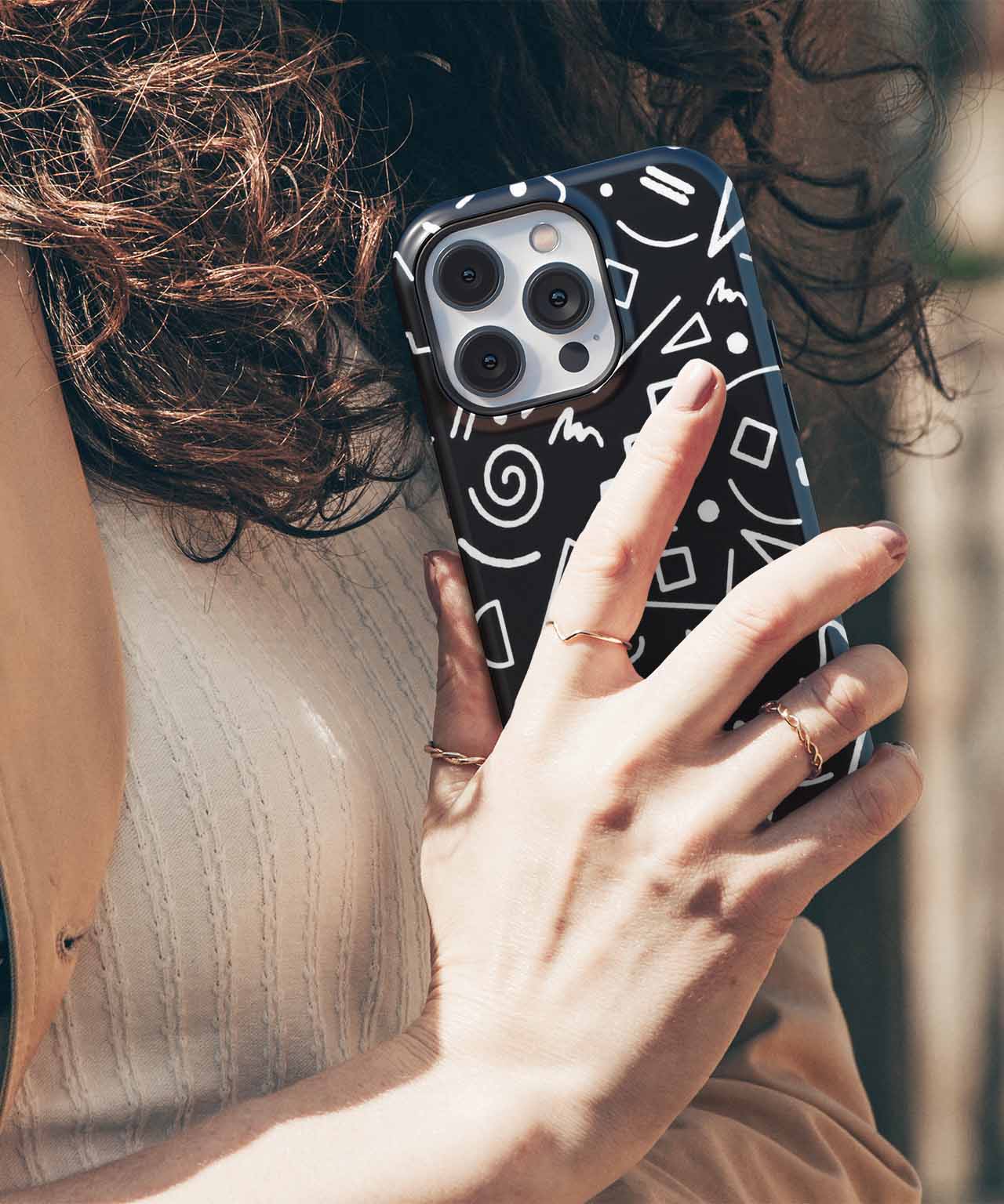 Quirky Black and White Geometric Chaos iPhone case Case Cazify - Delivery Canada