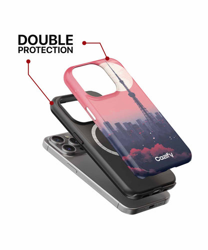 Radiant City Skyline Under a Giant Moon iPhone case Case Cazify - Delivery Canada