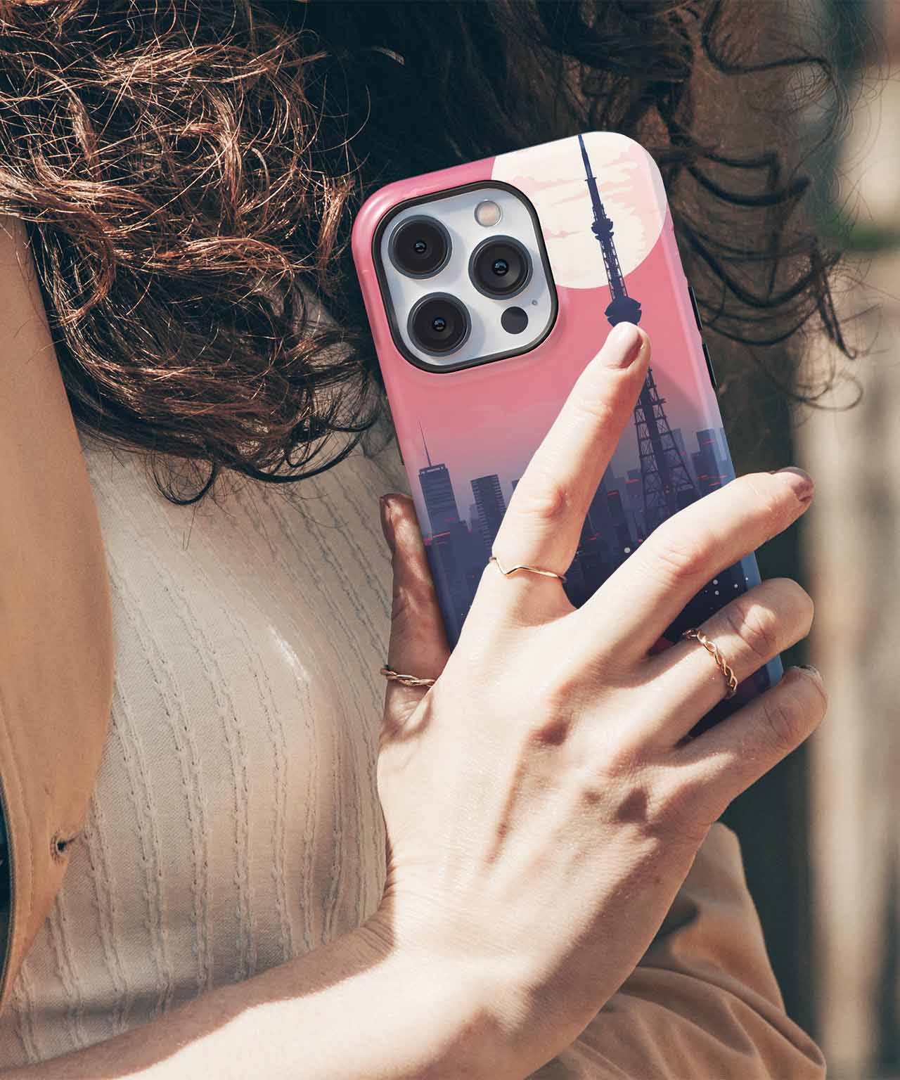 Radiant City Skyline Under a Giant Moon iPhone case Case Cazify - Delivery Canada