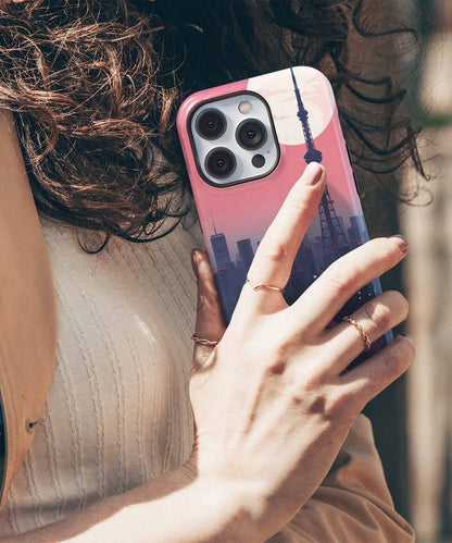 Radiant City Skyline Under a Giant Moon iPhone case Case Cazify - Delivery Canada
