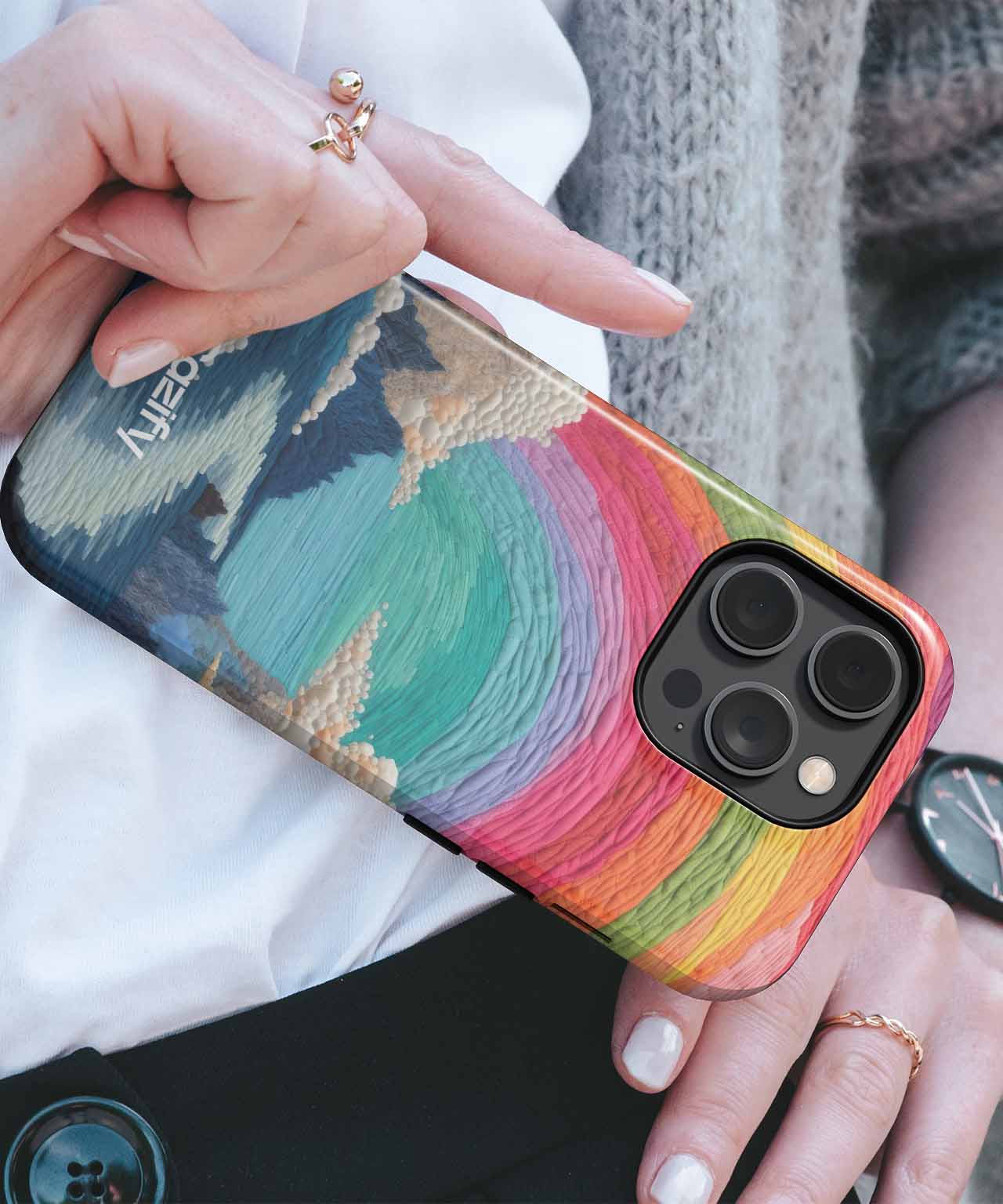 Rainbow Whimsical Landscape of Dreams iPhone case Case Cazify - Delivery Canada