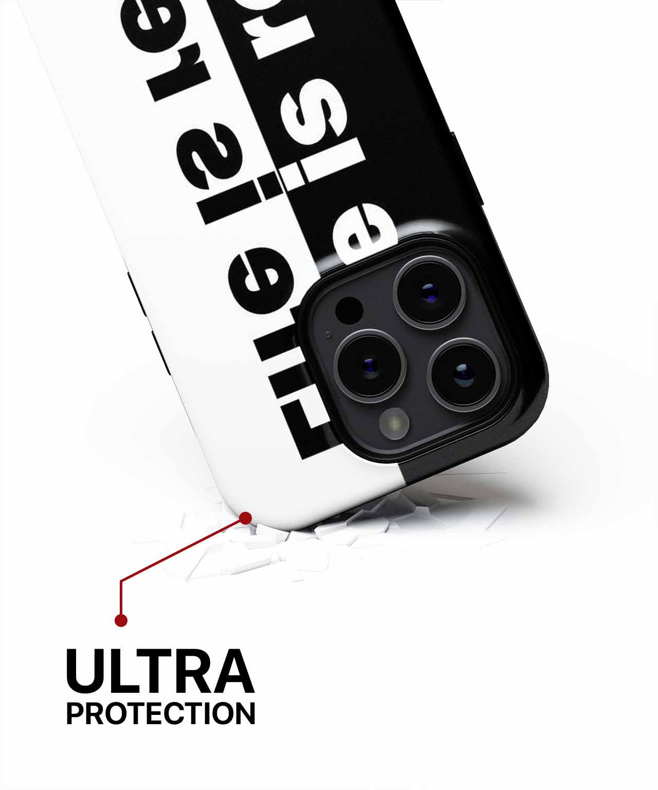 Black and white iPhone case with bold typography and reinforced corners for ultra protection. - Cazify Canada