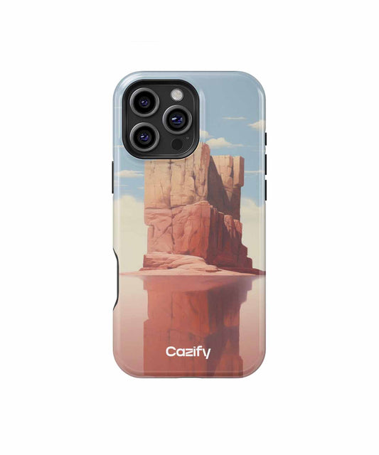 Cazify Canada - Light blue and pink gradient phone case with desert rock formation and "Coazify" logo at bottom.
