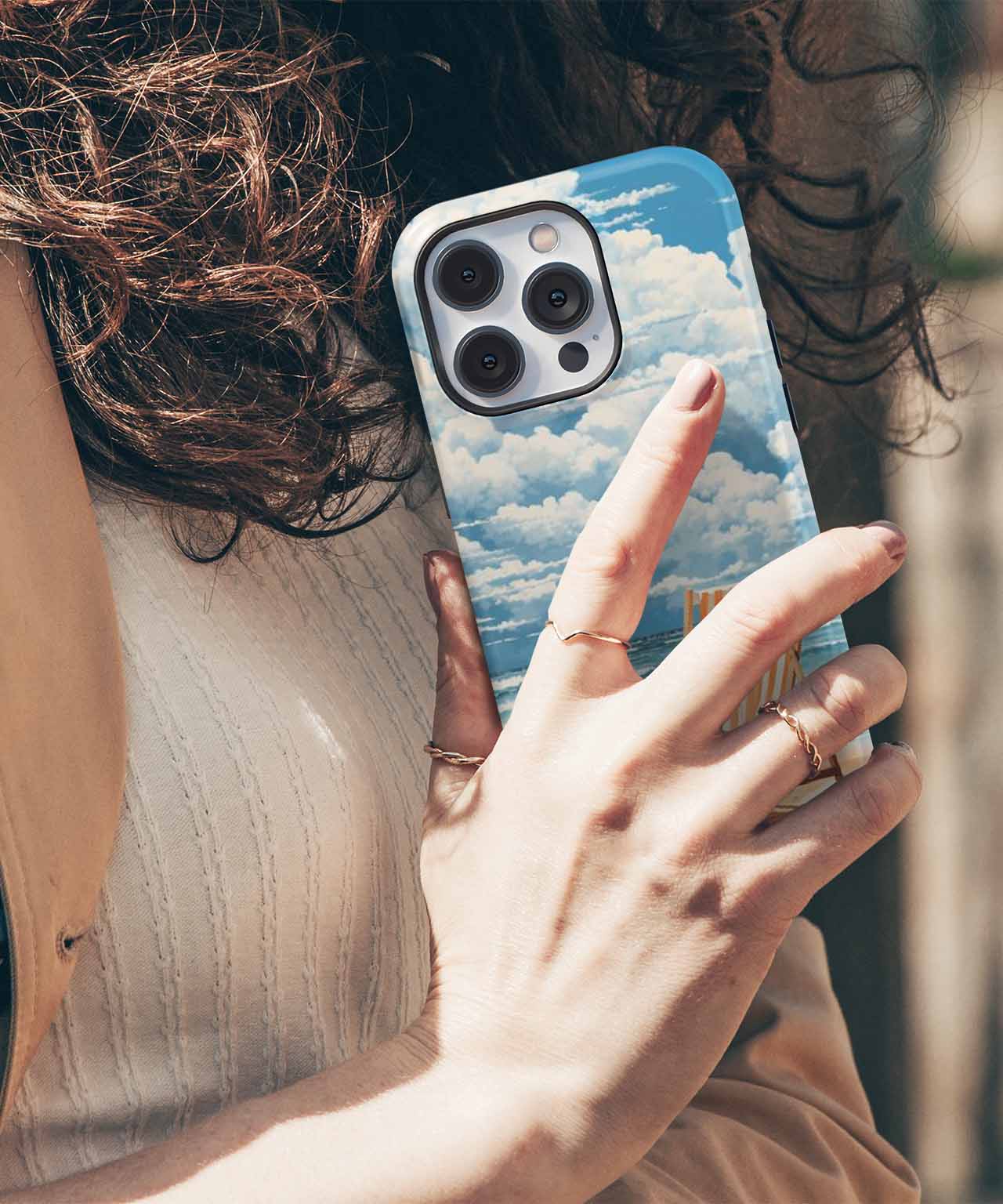 Relaxing Beach Chair Under Fluffy Clouds iPhone case Case Cazify - Delivery Canada