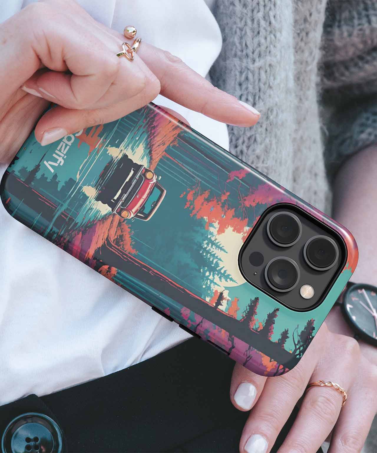 Retro Road Trip in a Dreamy Forest iPhone case Case Cazify - Delivery Canada