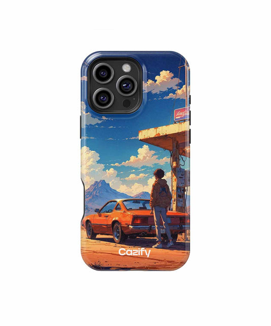 Road Trip Dreamscape with an Orange Car iPhone case Case Cazify - Delivery Canada
