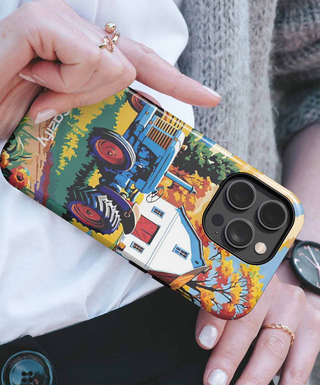 Rustic Tractor in Vibrant Autumn Glory iPhone case Case Cazify - Delivery Canada