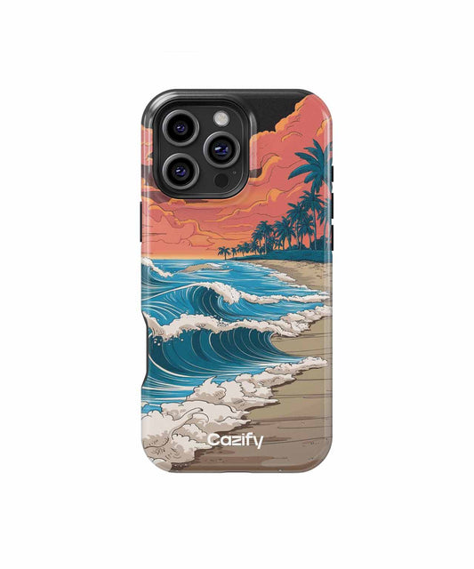 Sandy Beach Waves Under Bright Sunset iPhone case Case Cazify - Delivery Canada