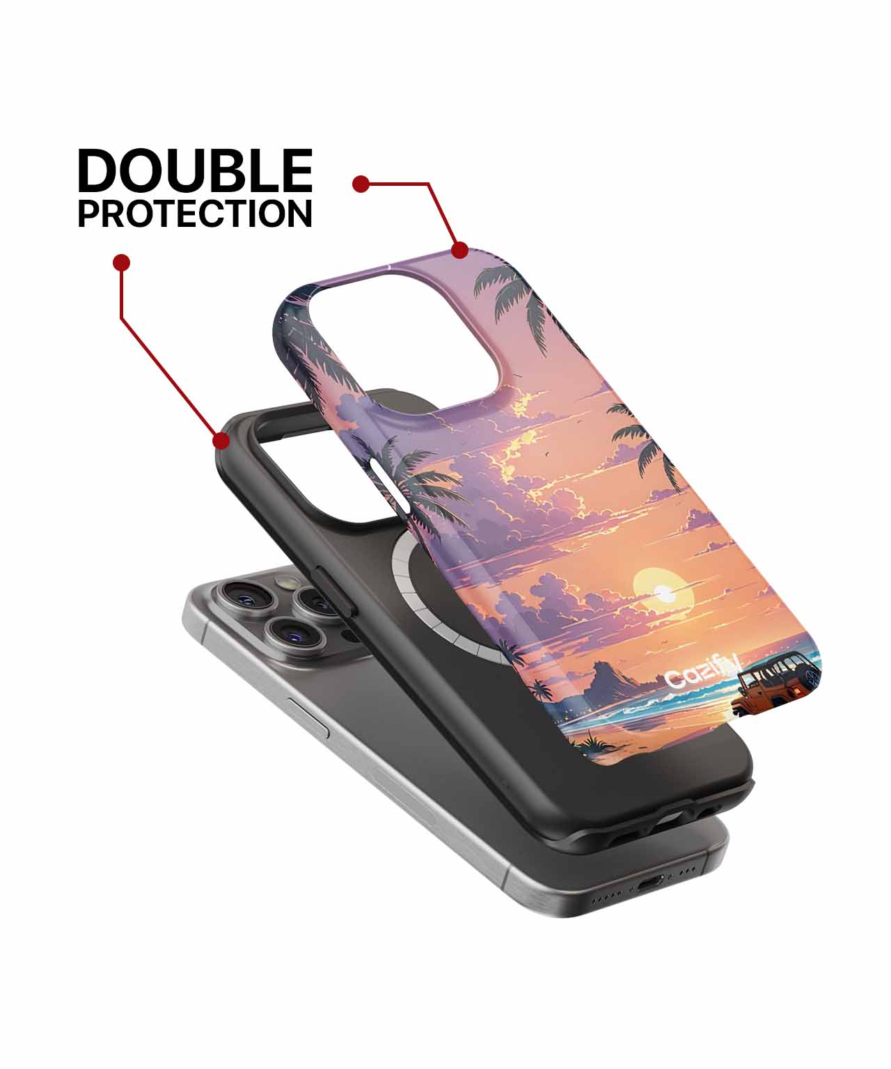 Sandy Sunset Adventure with Palm Trees iPhone case Case Cazify - Delivery Canada