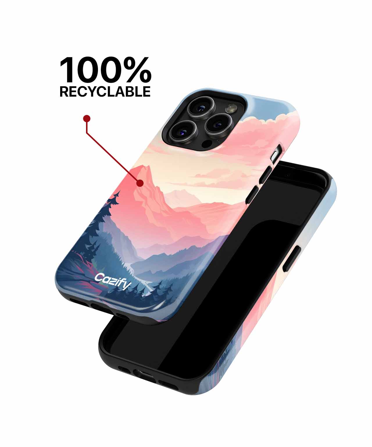 Cazify Canada - Colorful mountain landscape phone case with pink and blue gradient on black iPhone.