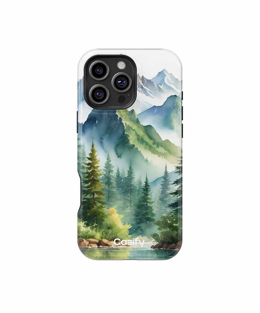 Serene Mountain Retreat with Trees iPhone case Case Cazify - Delivery Canada