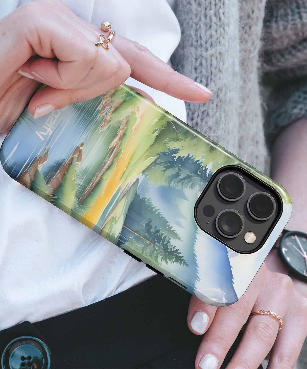Serene Nature Escape with Majestic Peaks iPhone case Case Cazify - Delivery Canada