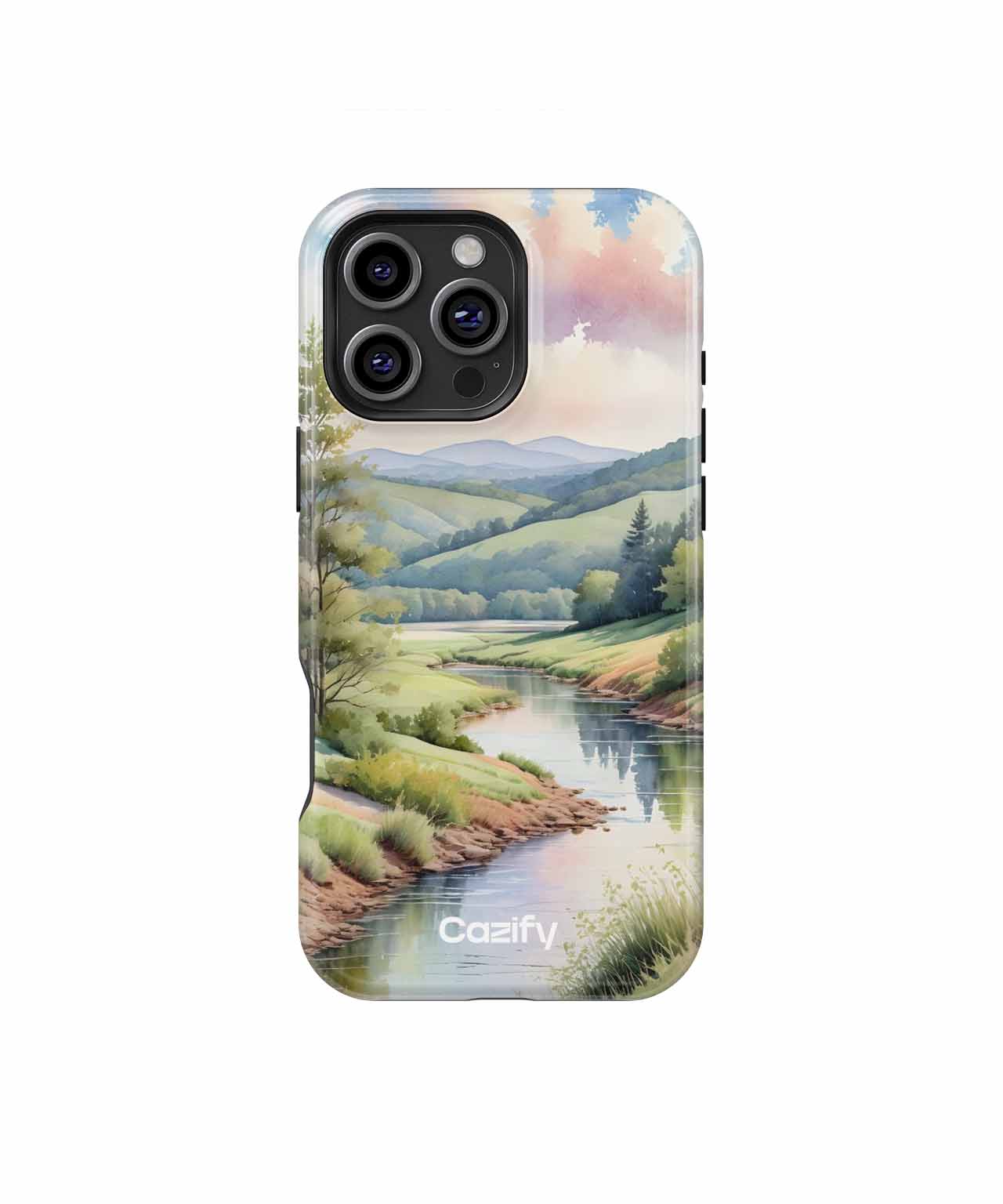 Serene Riverbank Escape with Majestic Hills iPhone case Case Cazify - Delivery Canada
