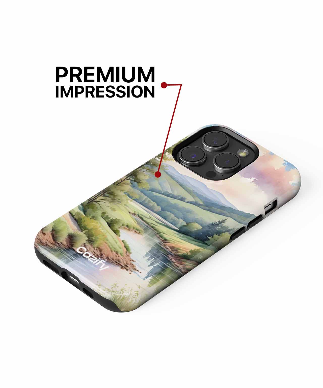 Serene Riverbank Escape with Majestic Hills iPhone case Case Cazify - Delivery Canada
