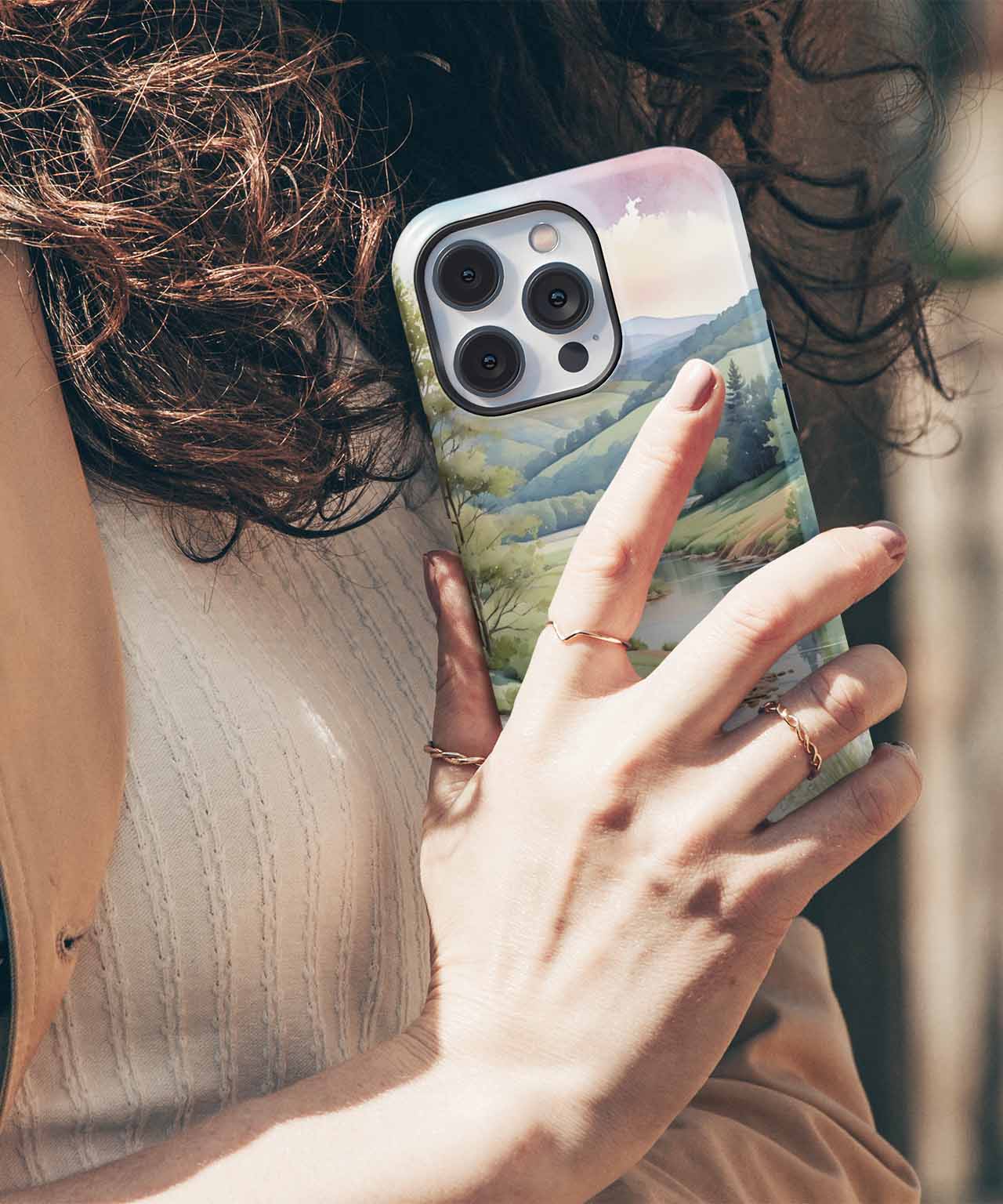 Serene Riverbank Escape with Majestic Hills iPhone case Case Cazify - Delivery Canada