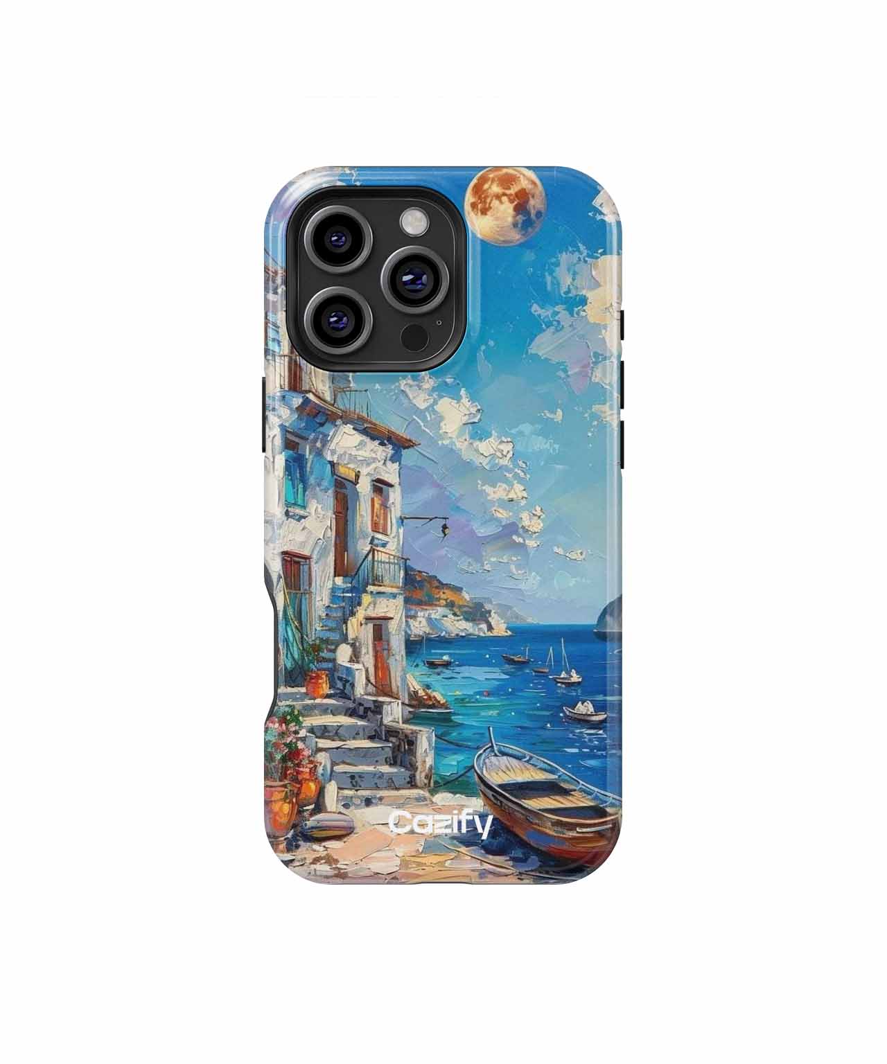 Serene Seaside Village with Moonlight iPhone case Case Cazify - Delivery Canada
