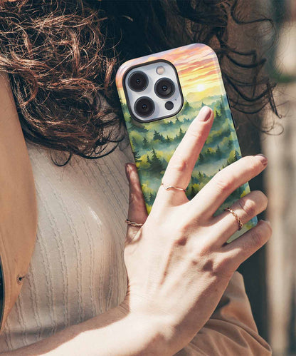 Serene Sunrise Over Misty Forest iPhone case Case Cazify - Delivery Canada