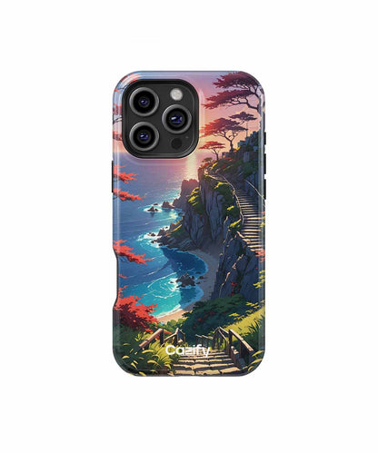 Serene Sunset Coastal Pathway iPhone case Case Cazify - Delivery Canada