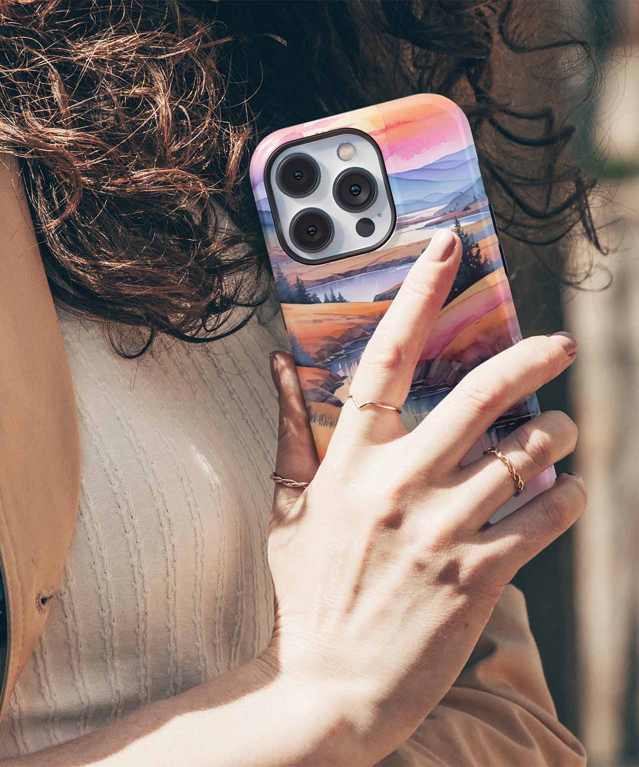 Serene Sunset Over Colorful Hills iPhone case Case Cazify - Delivery Canada